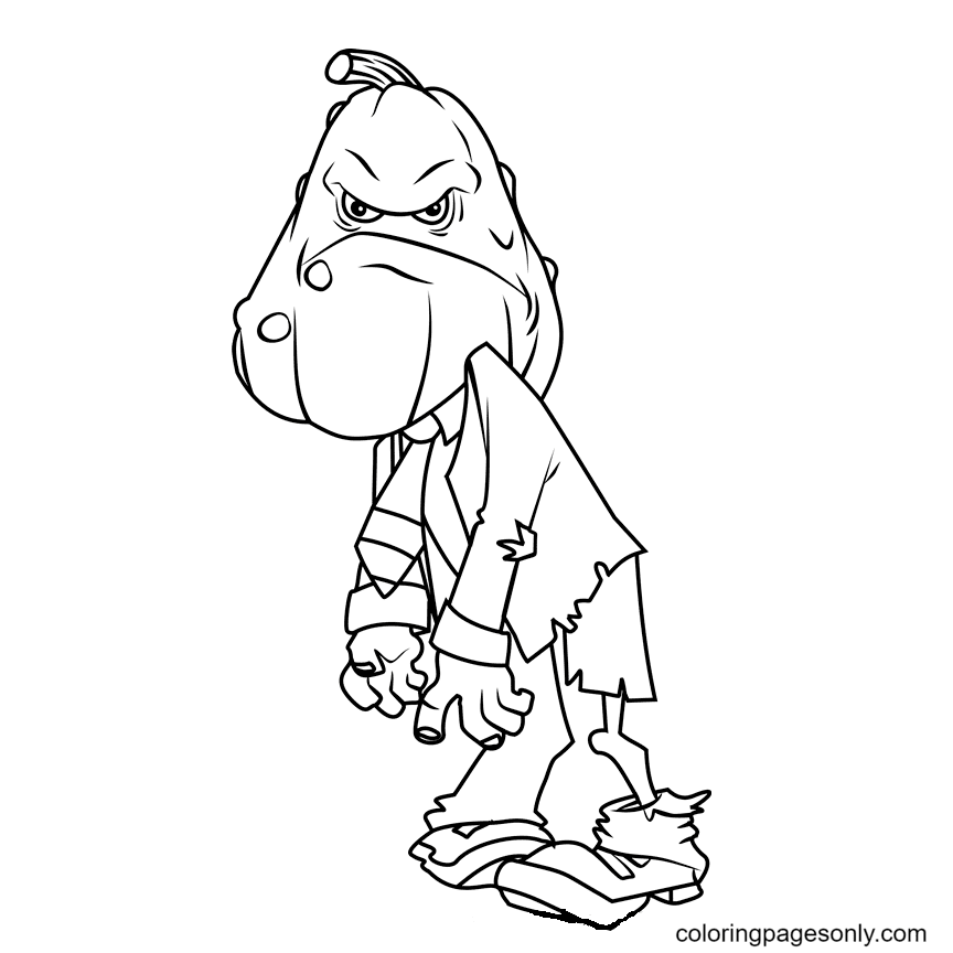 Squash Zombie Coloring Page