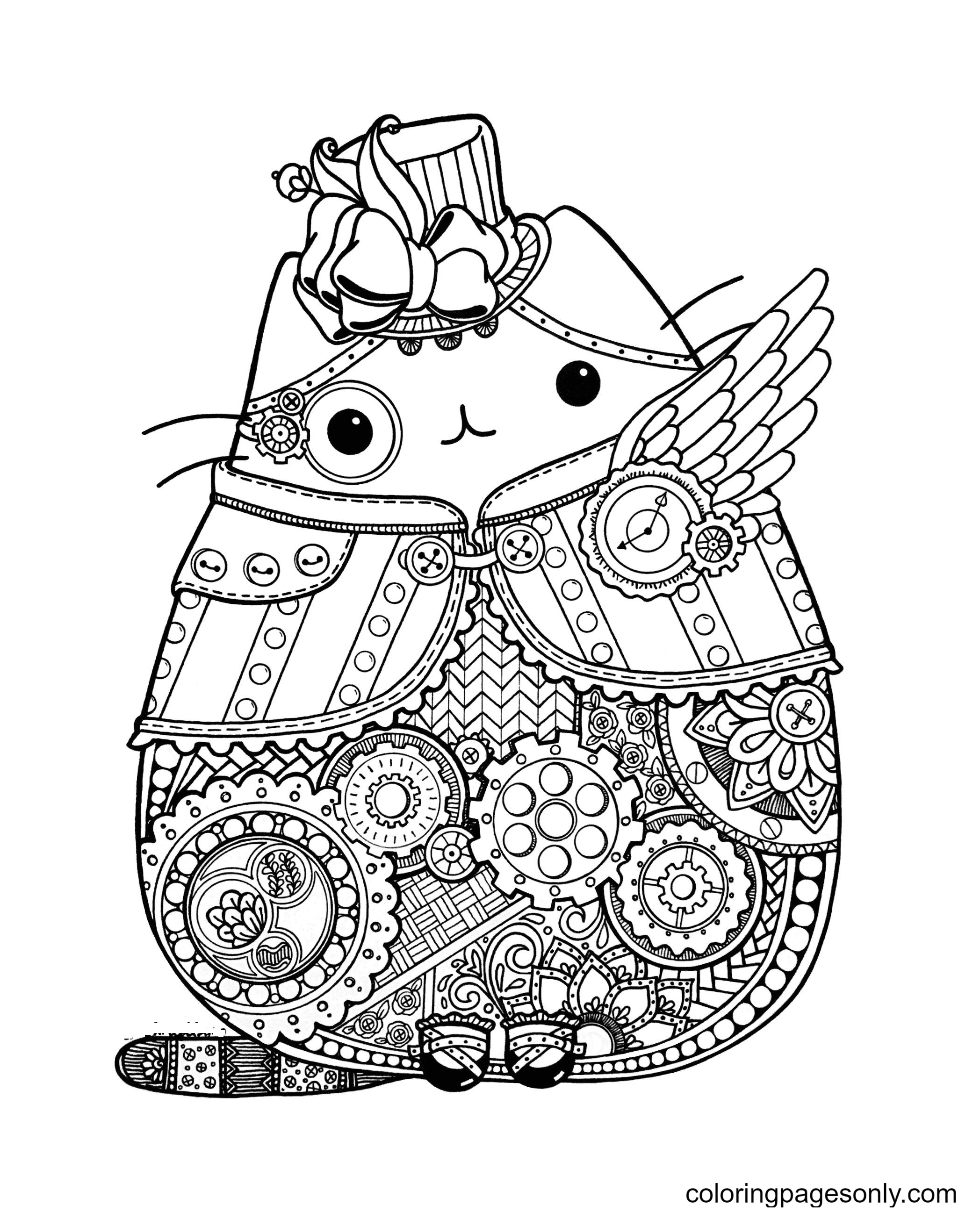Steampunk Pusheen Coloring Pages