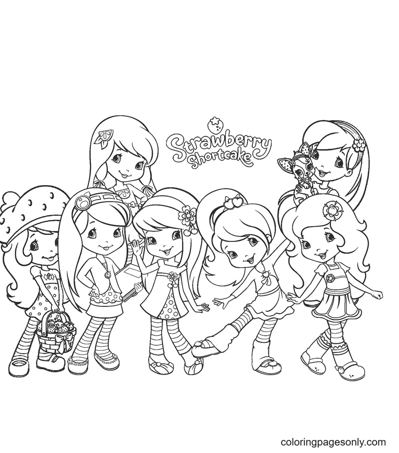 Strawberry Shortcake And Friends Coloring Page Free Printable 