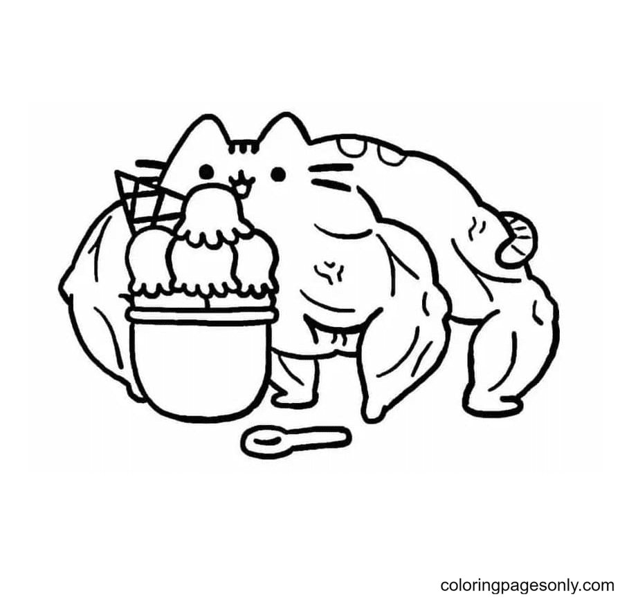 Strong Pusheen Coloring Pages