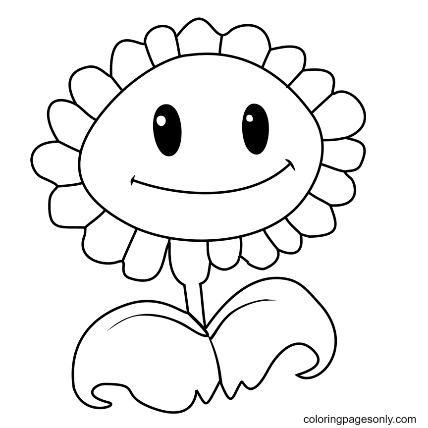 Sunflower Smiling Coloring Page