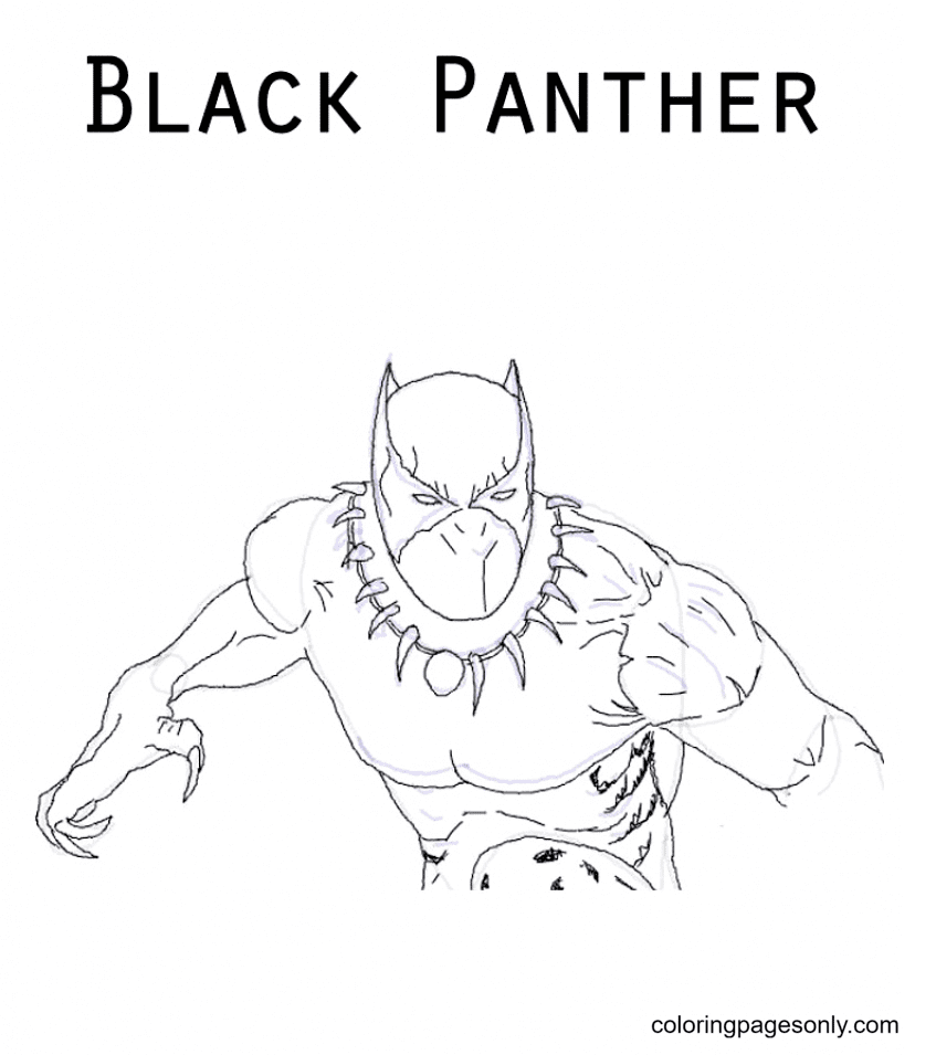 Раскраски Чалла в костюме черной пантеры