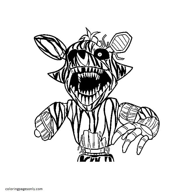 Terrifying Foxy From Five Nights At Freddy’s Coloring Page