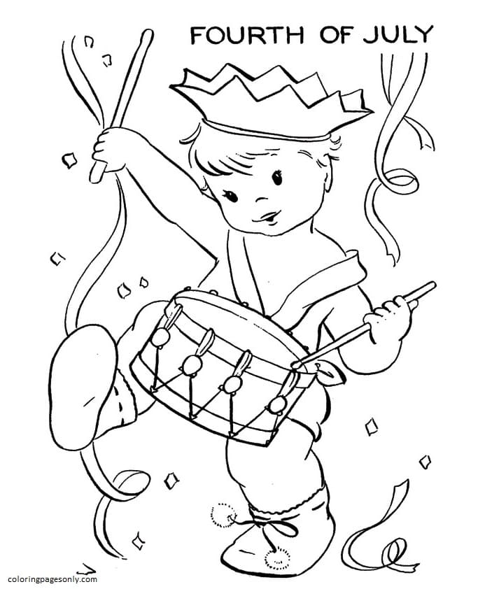 The Boy Playing The Drums Coloring Pages