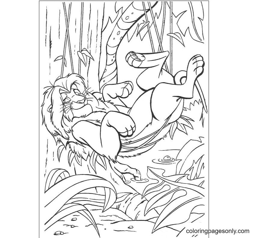 The Lion Sleeping Coloring Page
