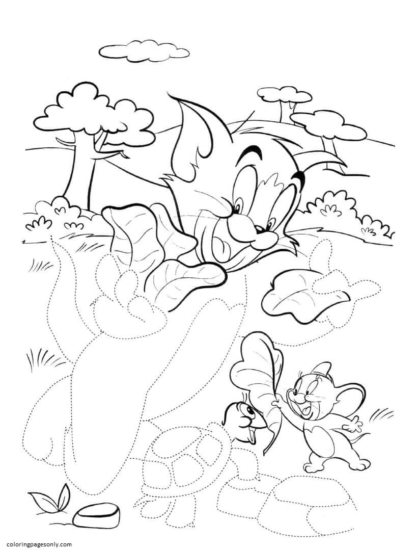 Tom And Jerry With Turtle Coloring Pages