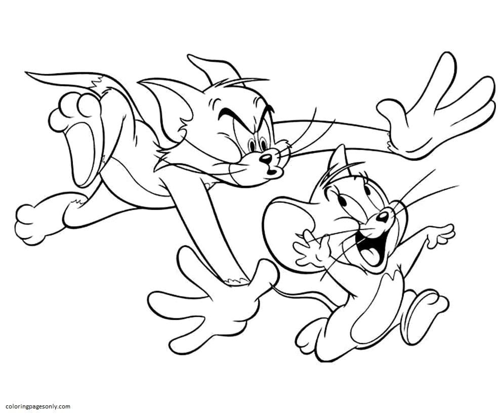 Tom persiguiendo a Jerry de Tom y Jerry
