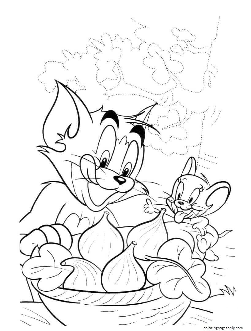 Tom and Jerry Love fruits Coloring Page