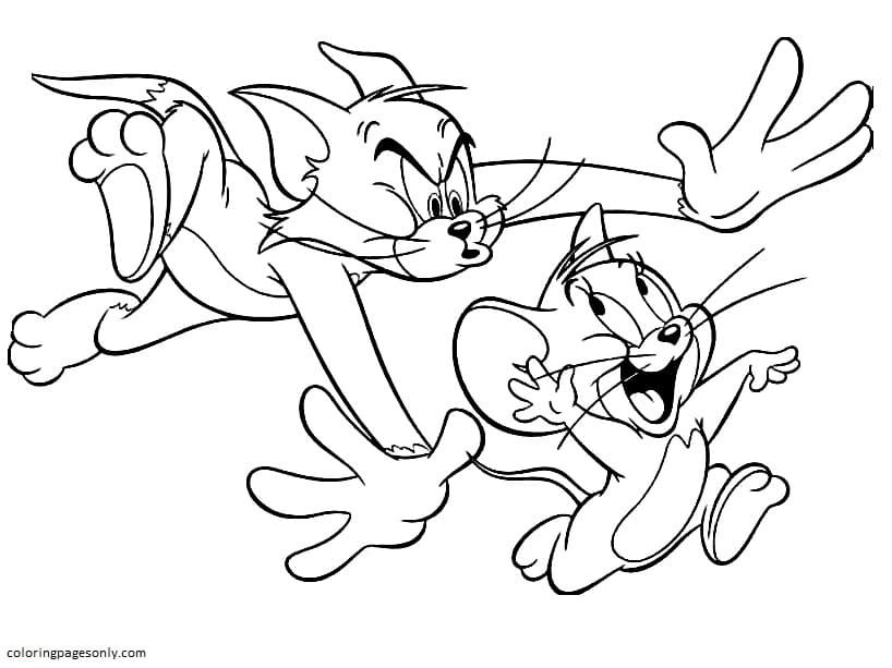 Tom is Trying To Catch Jerry Coloring Page