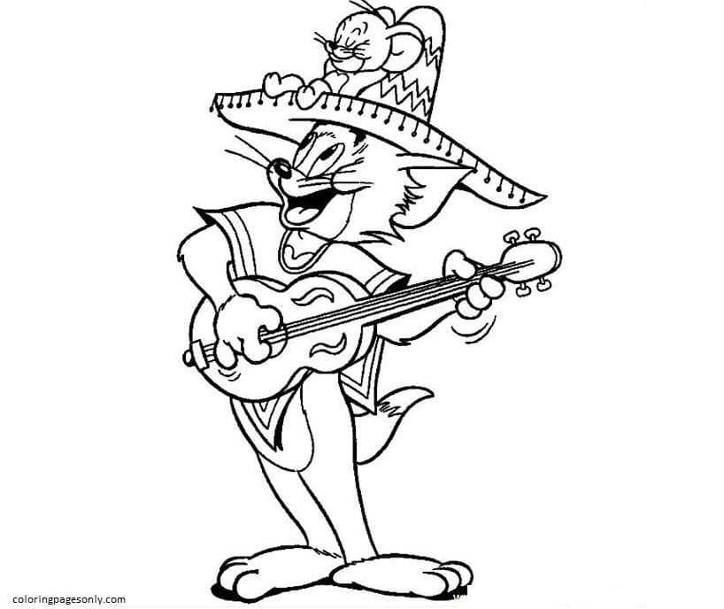 Toms Singing And Playing Guitar Coloring Page