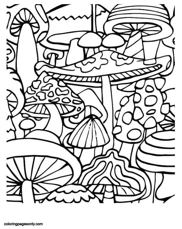 Trippy Mushrooms Coloring Pages Trippy Coloring Pages Coloring Pages For Kids And Adults