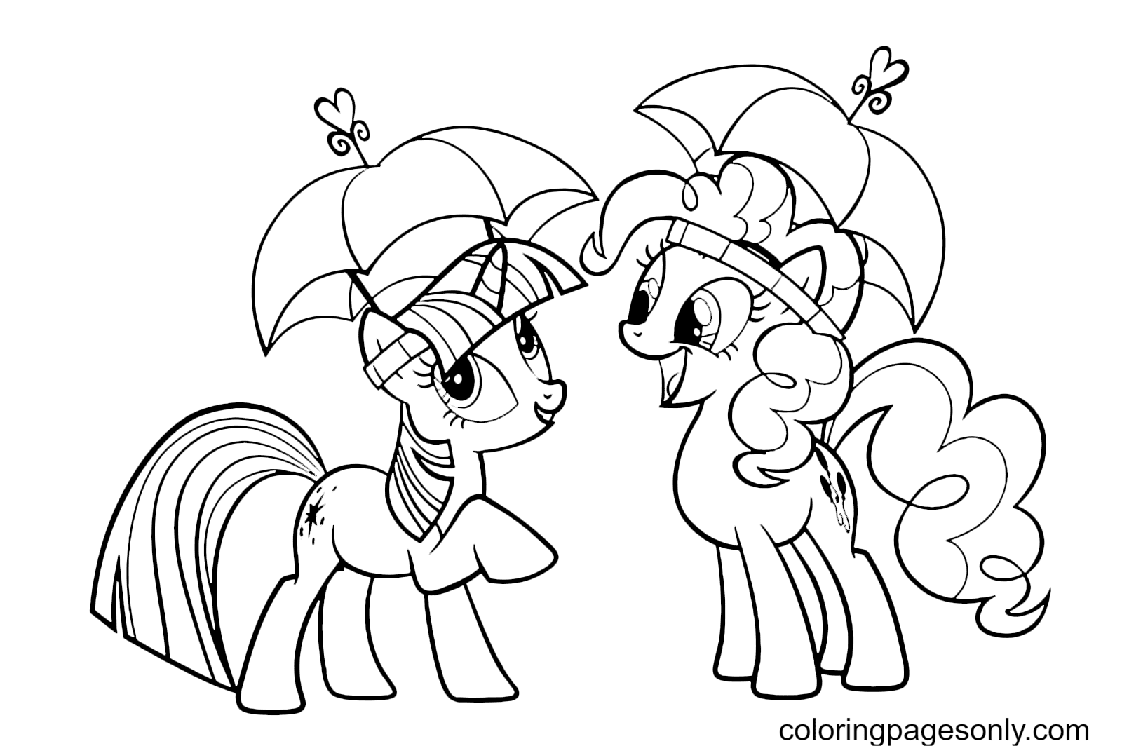 Twilight Sparkle and Pinkie Pie Coloring Page