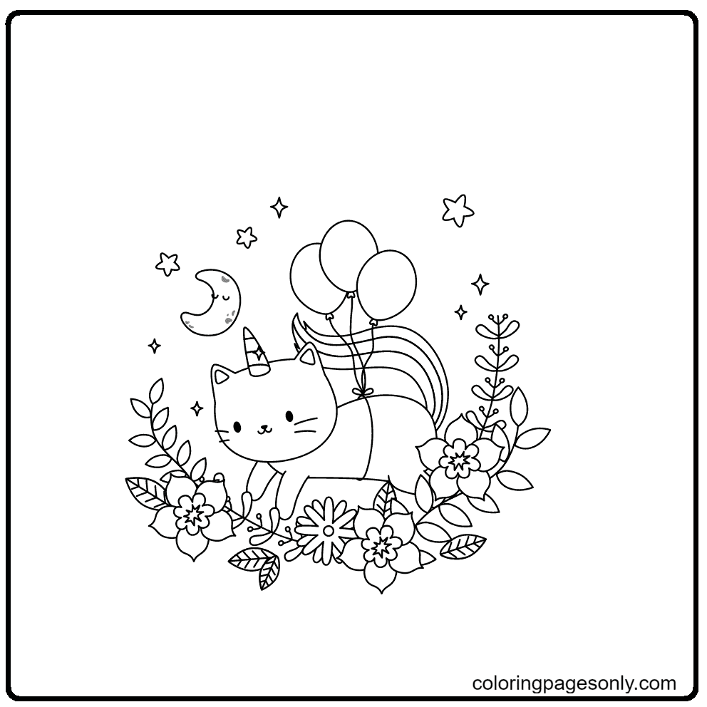 Unicorn Cat Images Coloring Page