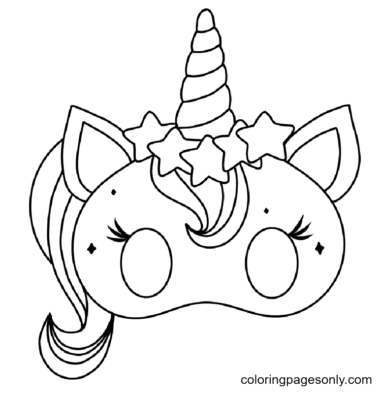 Unicorn Cat Mask Coloring Page - Free Printable Coloring Pages
