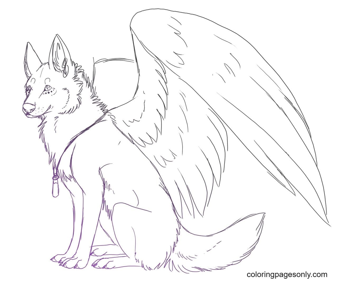 Wolf With Wings Printable Coloring Pages Wolf With Wings Coloring 
