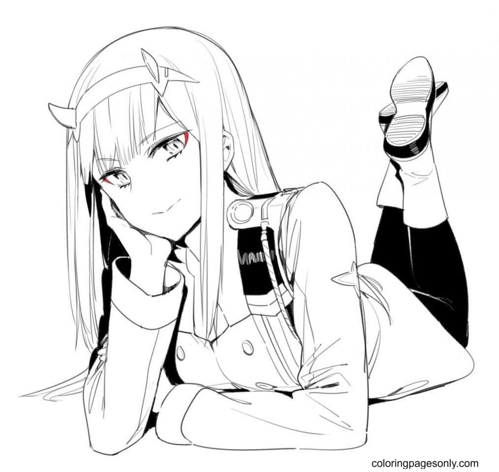 Zero Two Darling In The Franxx Coloring Pages