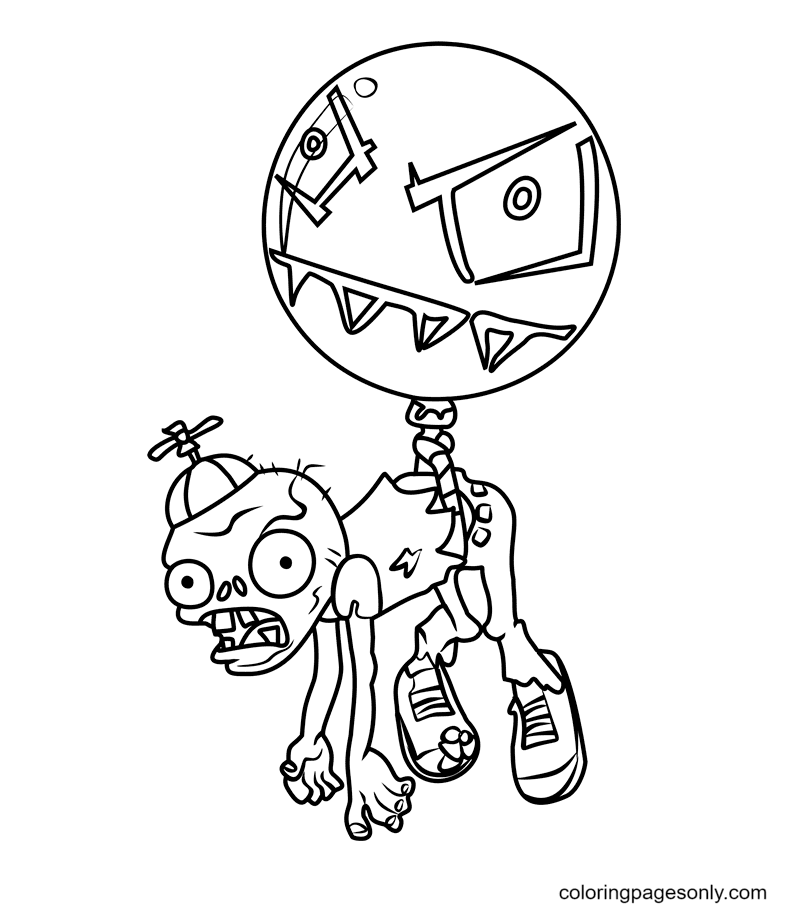 Zombie Balloon Coloring Page