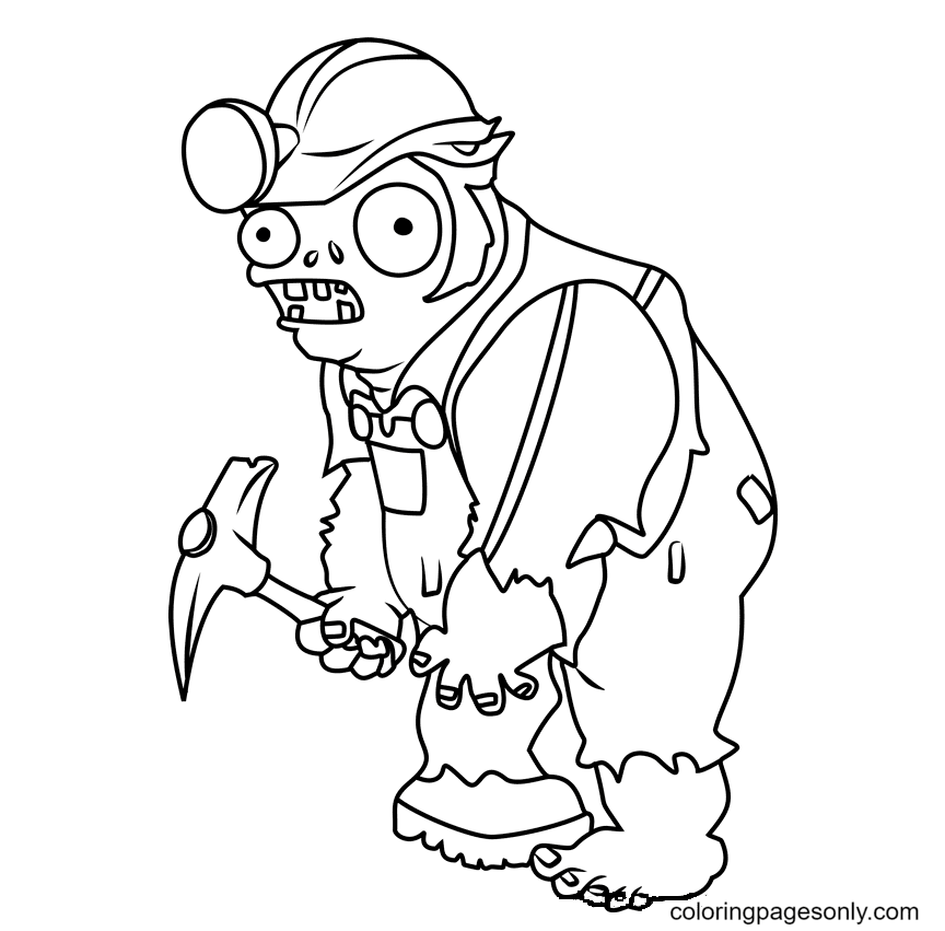 Zombie Digger Coloring Page