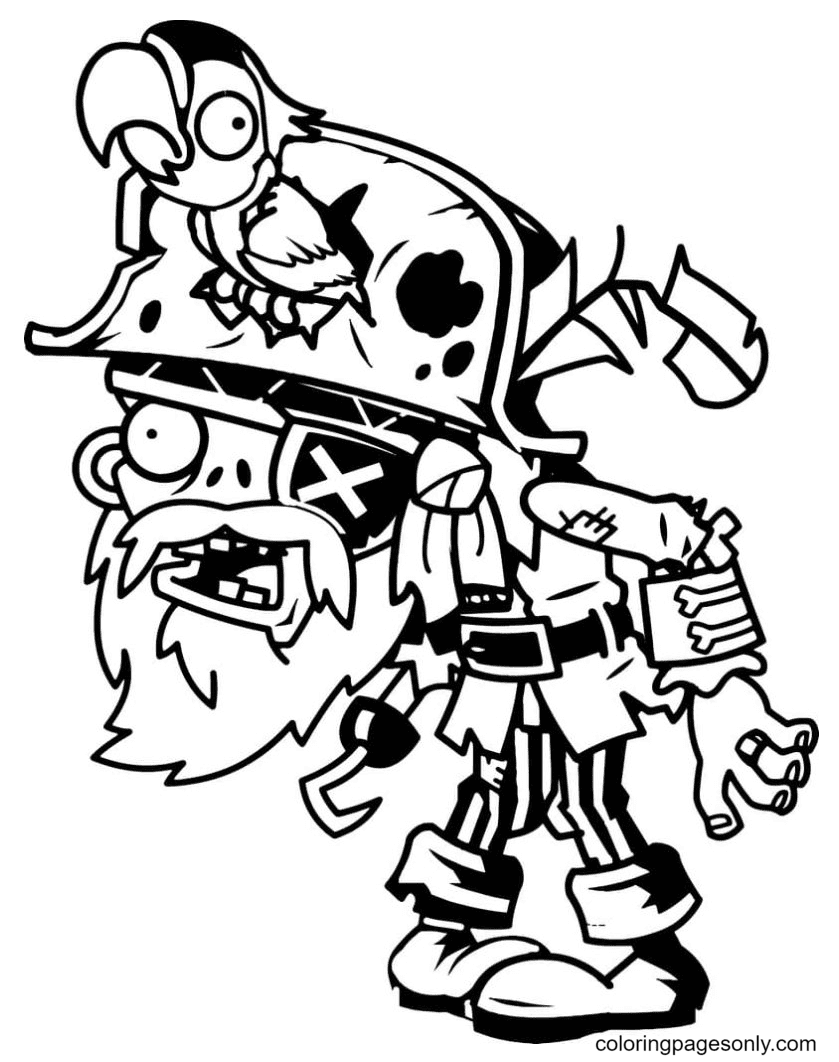 Desenho de pirata zumbi para colorir