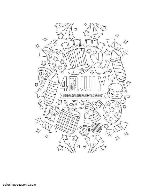 Fourth of July Independence Day 1 Coloring Page