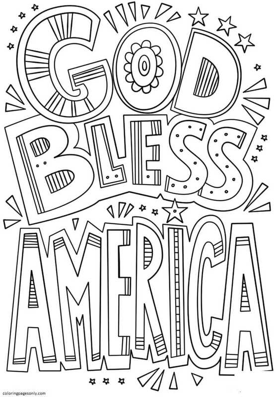 God Bless America 2 Coloring Page