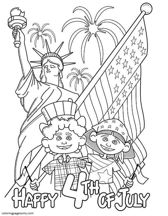 Happy 4th of July 2 Coloring Page