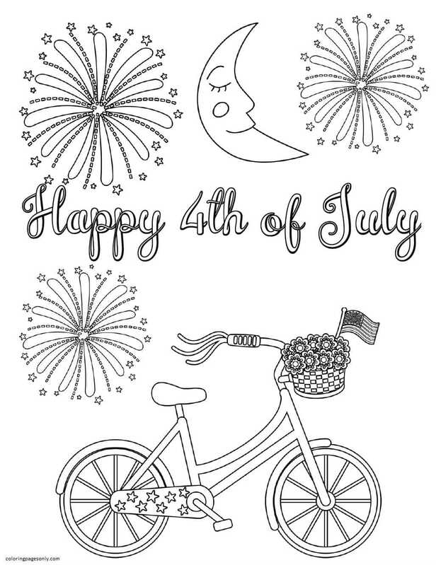 Happy fourth of july 1 Coloring Page