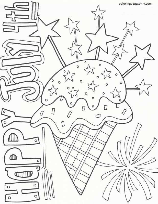 Happy July 4th Coloring Page