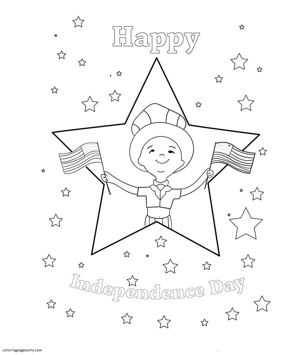 Happy USA Independence Day Coloring Page