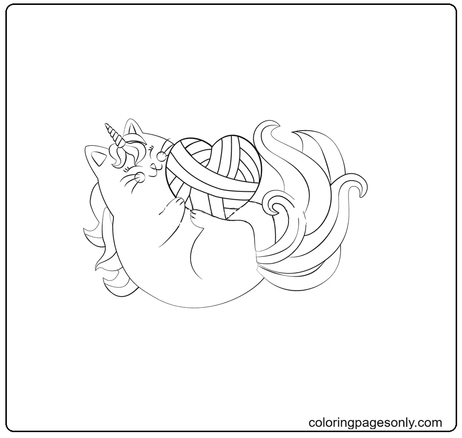 unicorn cat free Coloring Page