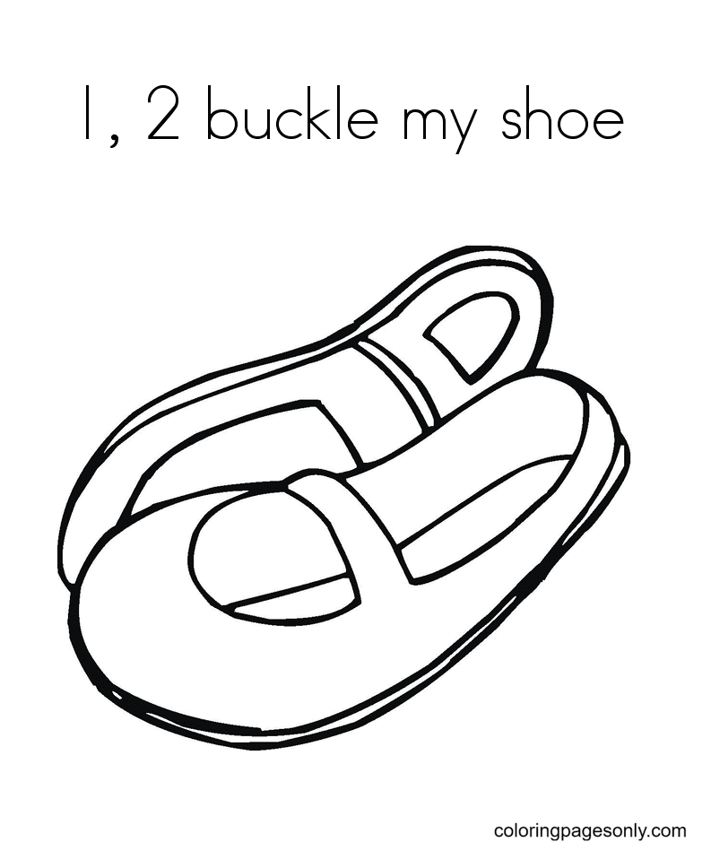 Desenho de One Two fivela meu sapato para colorir