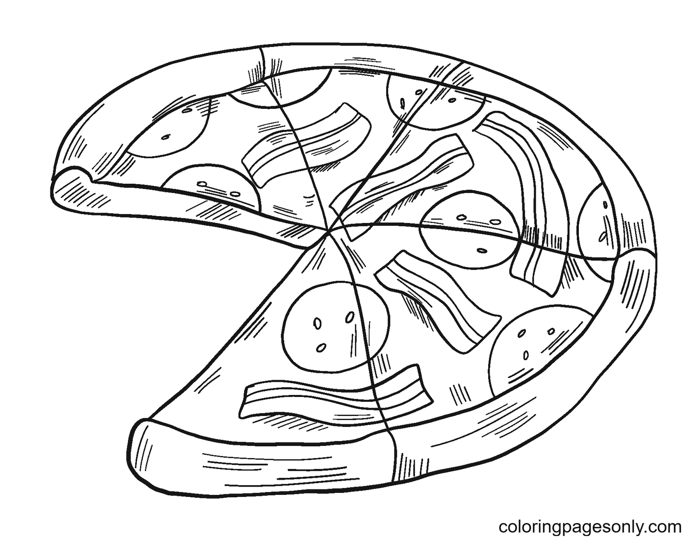 A Piece of Pizza is lost Coloring Pages