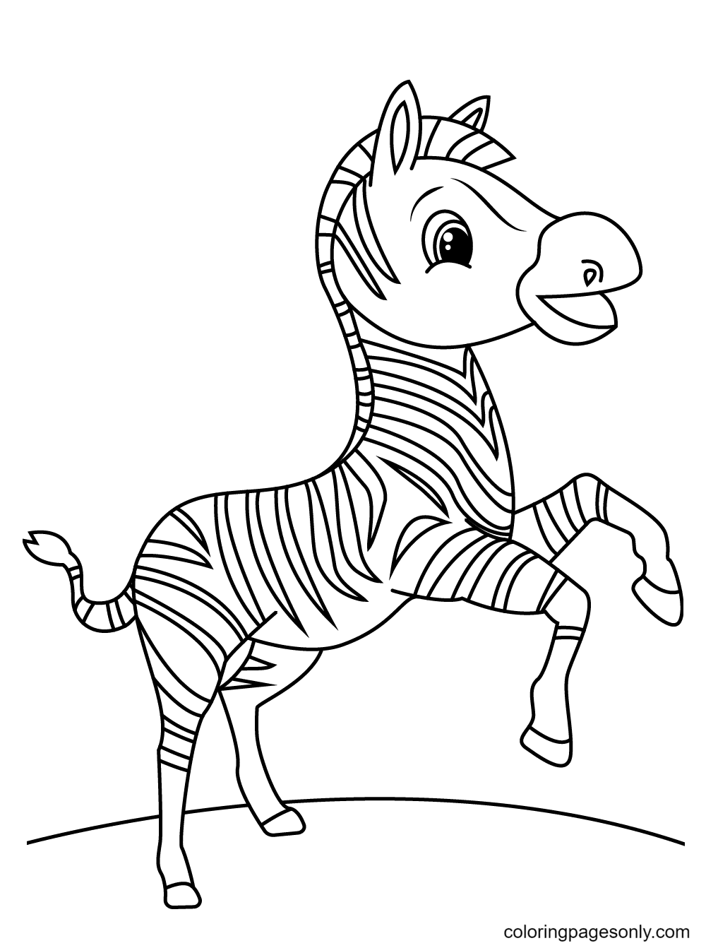 A Very Excited Zebra Coloring Page