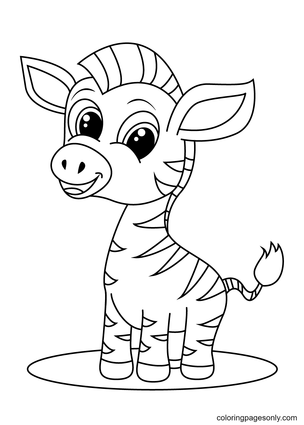 A Zebra with cute little and short legs Coloring Pages
