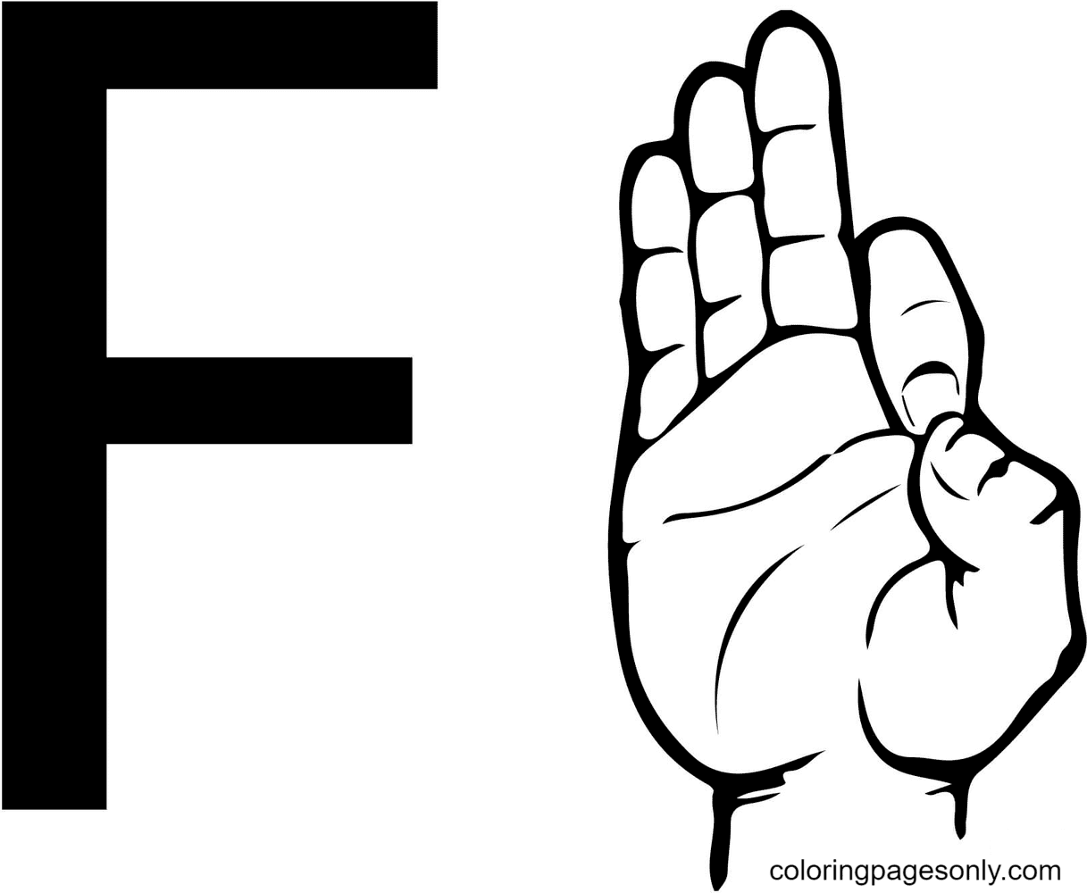 ASL Sign Language Letter F Coloring Page