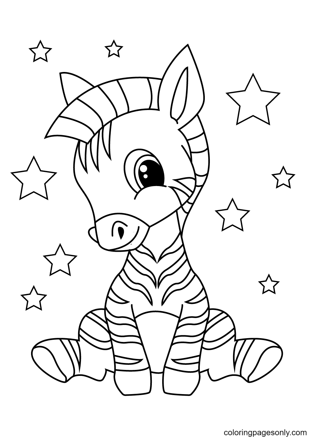 Adorable Zebra Coloring Page