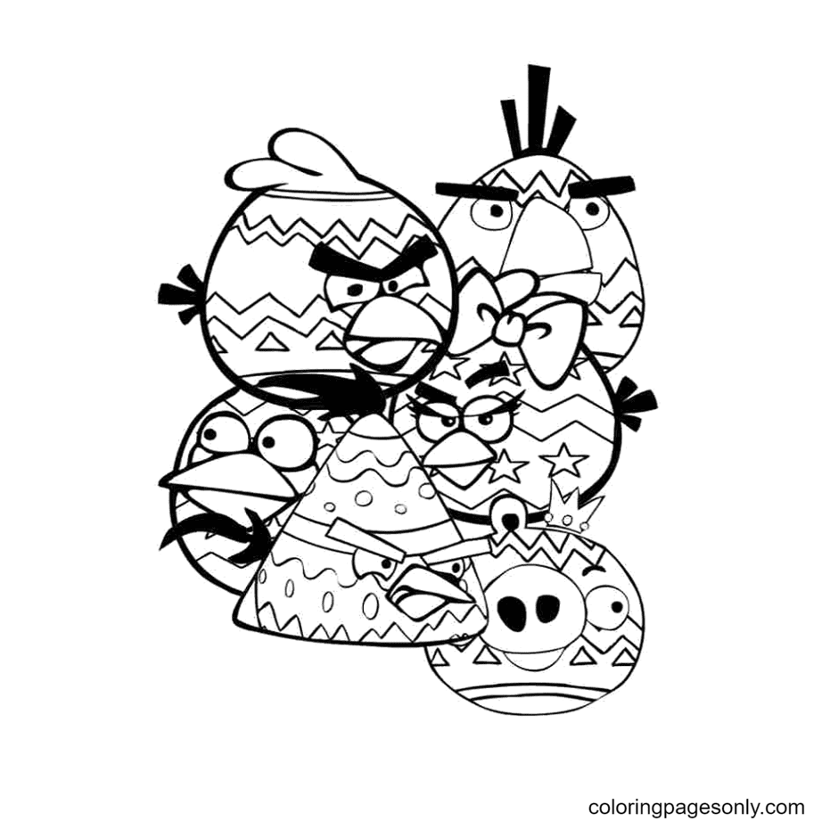 Angry Birds Easter party Coloring Page