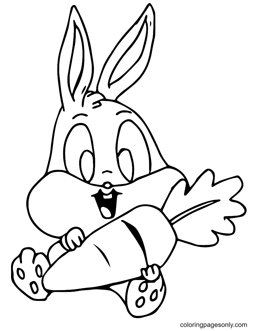 Baby Bugs And Carrot Coloring Page