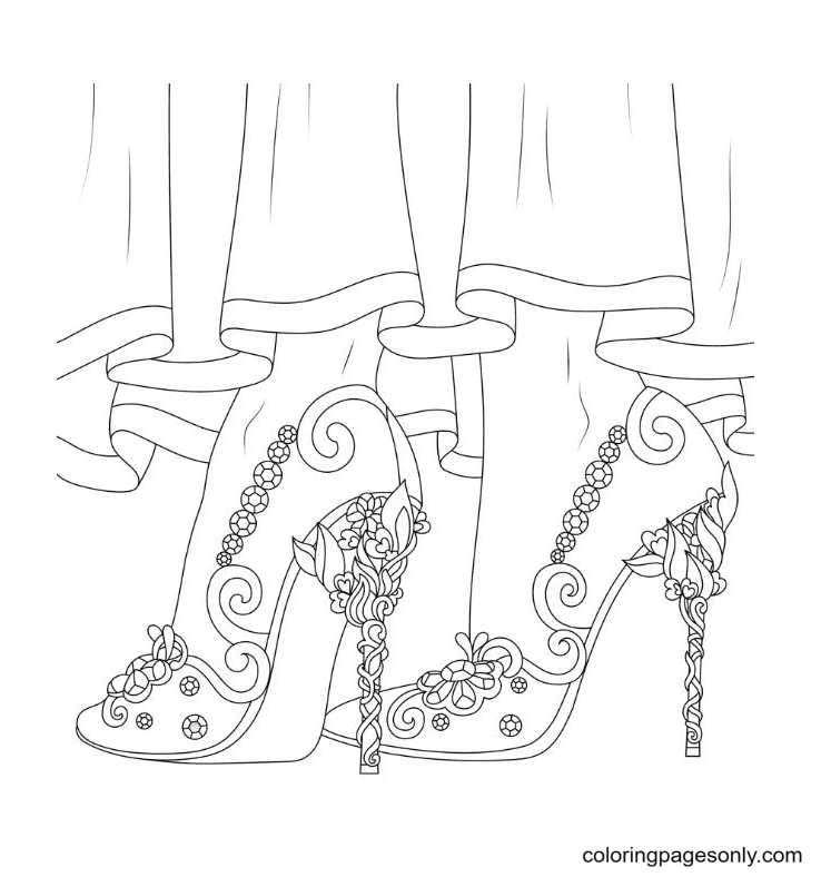 Beautiful Wedding Shoes Coloring Page