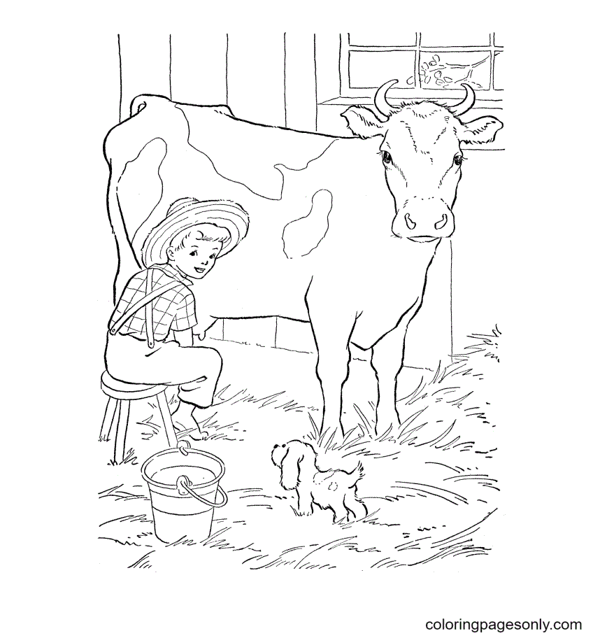 Garçon et une vache de Cow