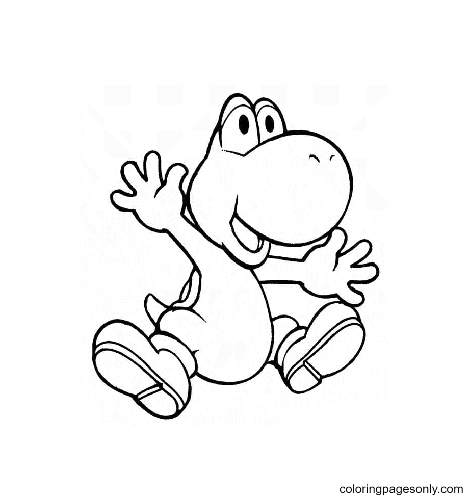 Brave and friendly Yoshi Coloring Page