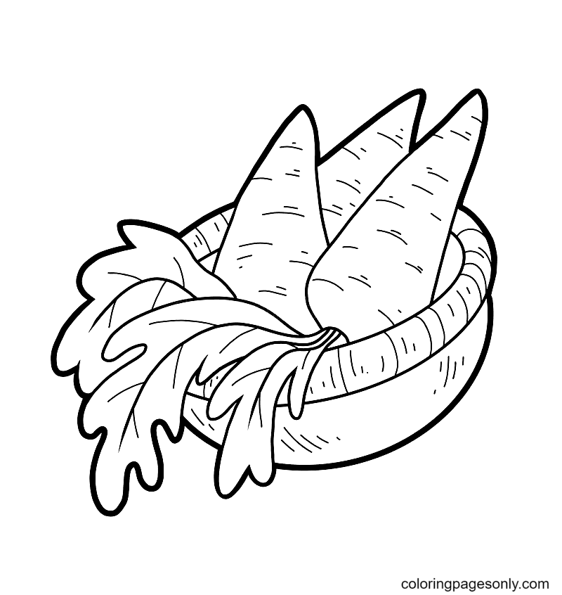 Carrots In A Basket Coloring Page