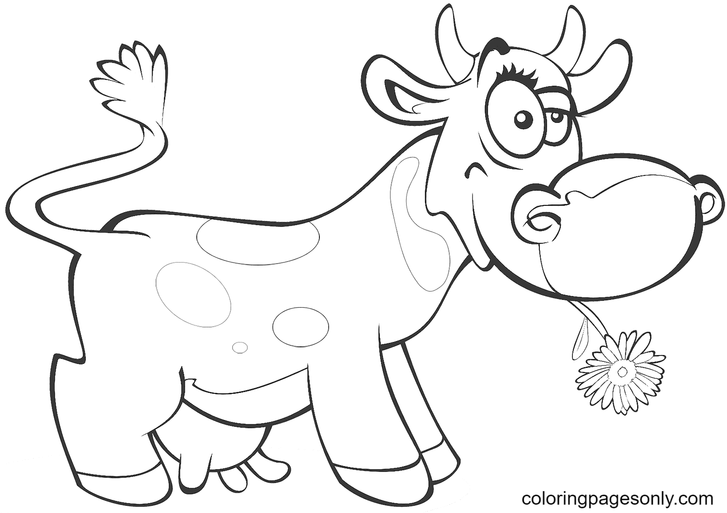 Página para colorear de vaca de dibujos animados