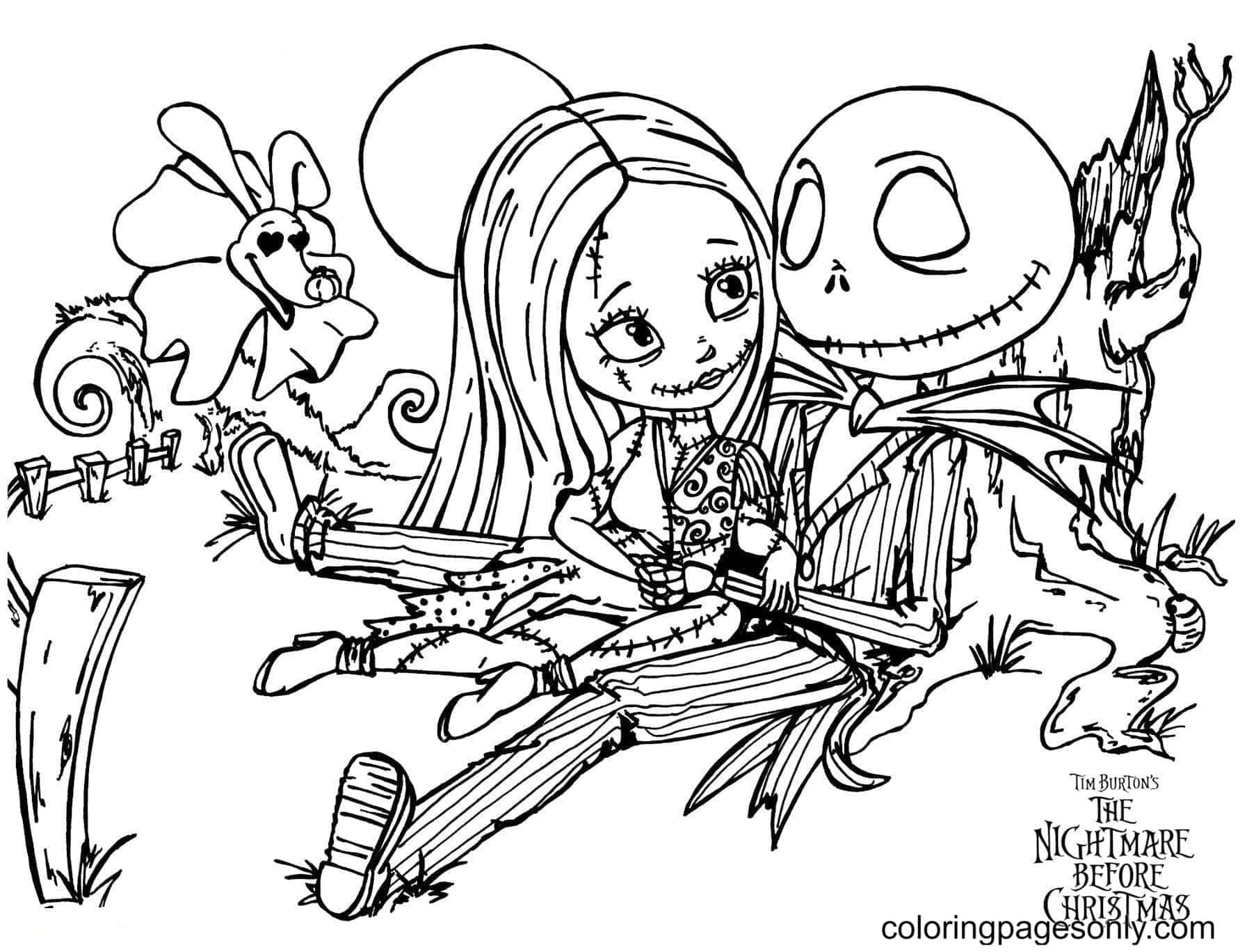 Cartoon characters Coloring Pages   Nightmare Before Christmas ...