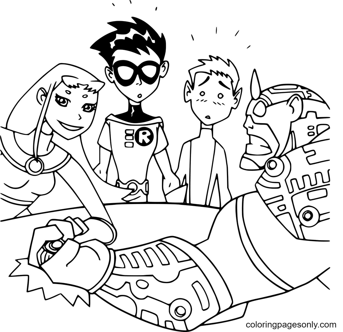Challenge Teen Titans Go Coloring Page
