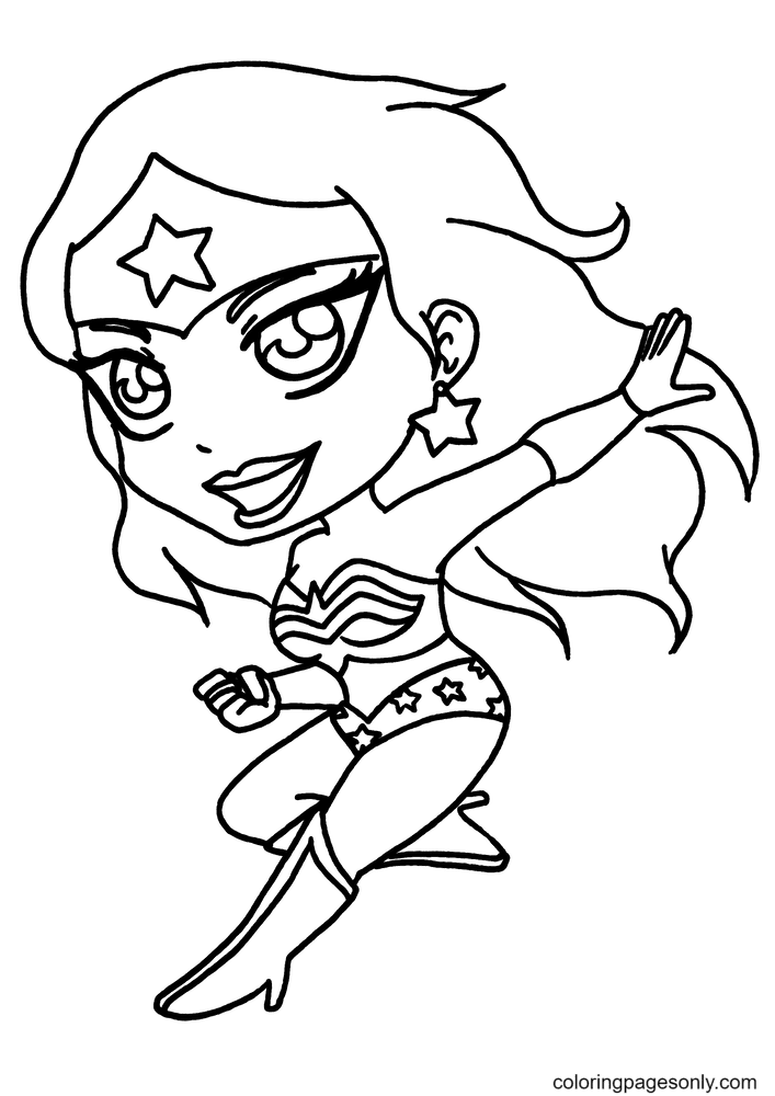 Chibi Wonder Woman Coloring Pages