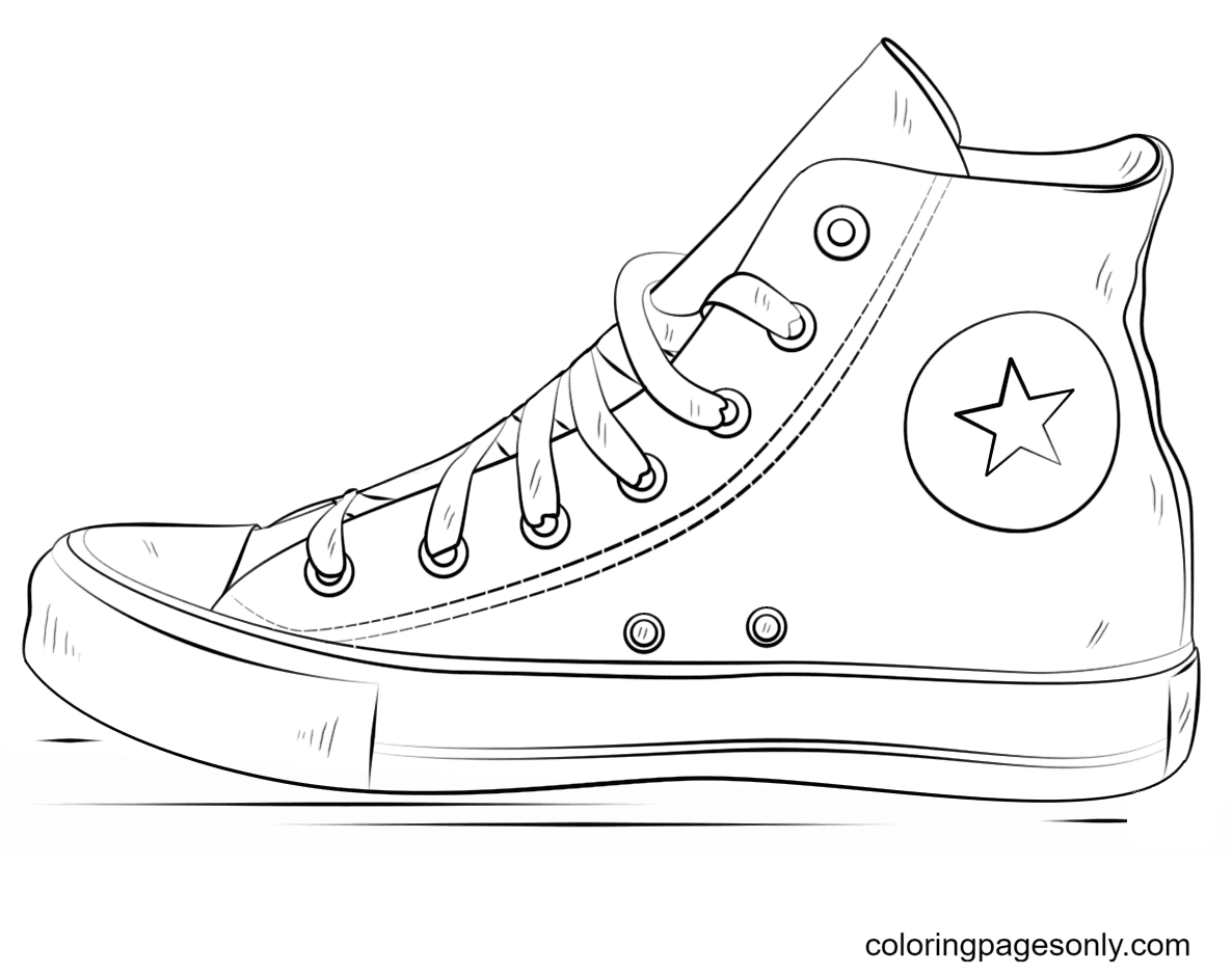 Página para colorir de sapatos Converse