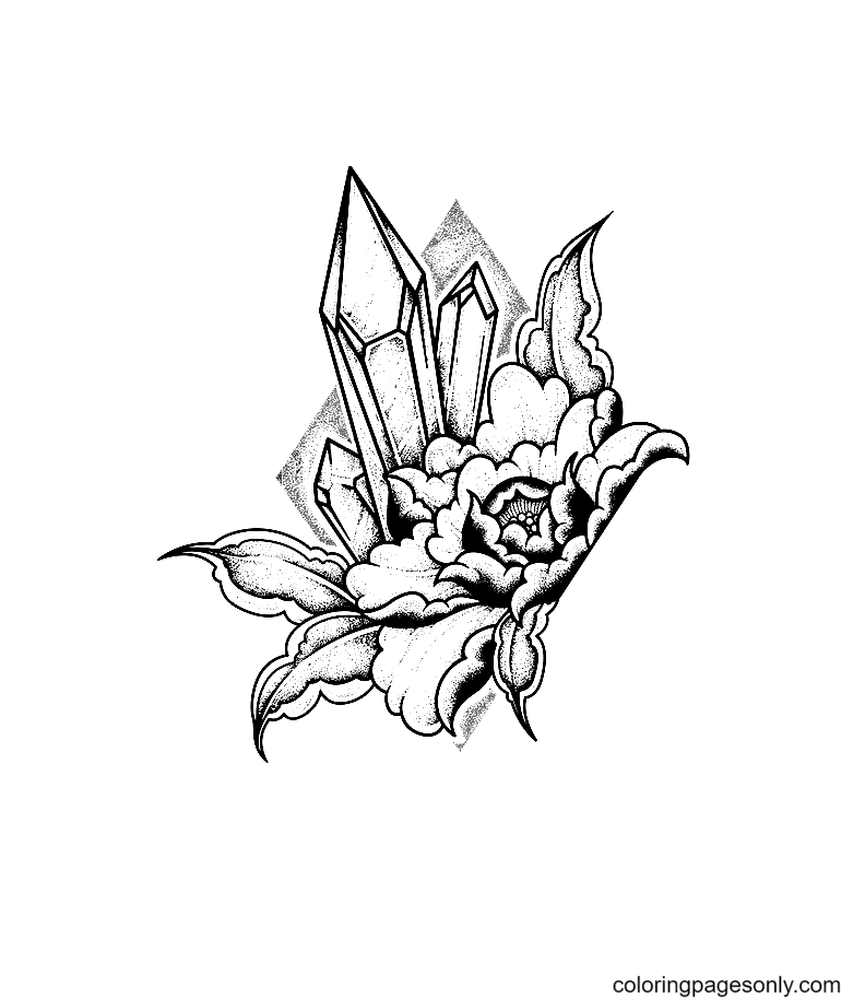 Crystal with a Flower Coloring Page
