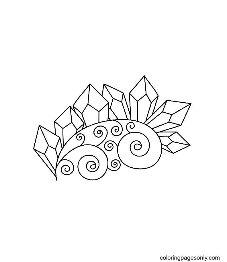 Crystals precious stones and a stylized twig Coloring Pages