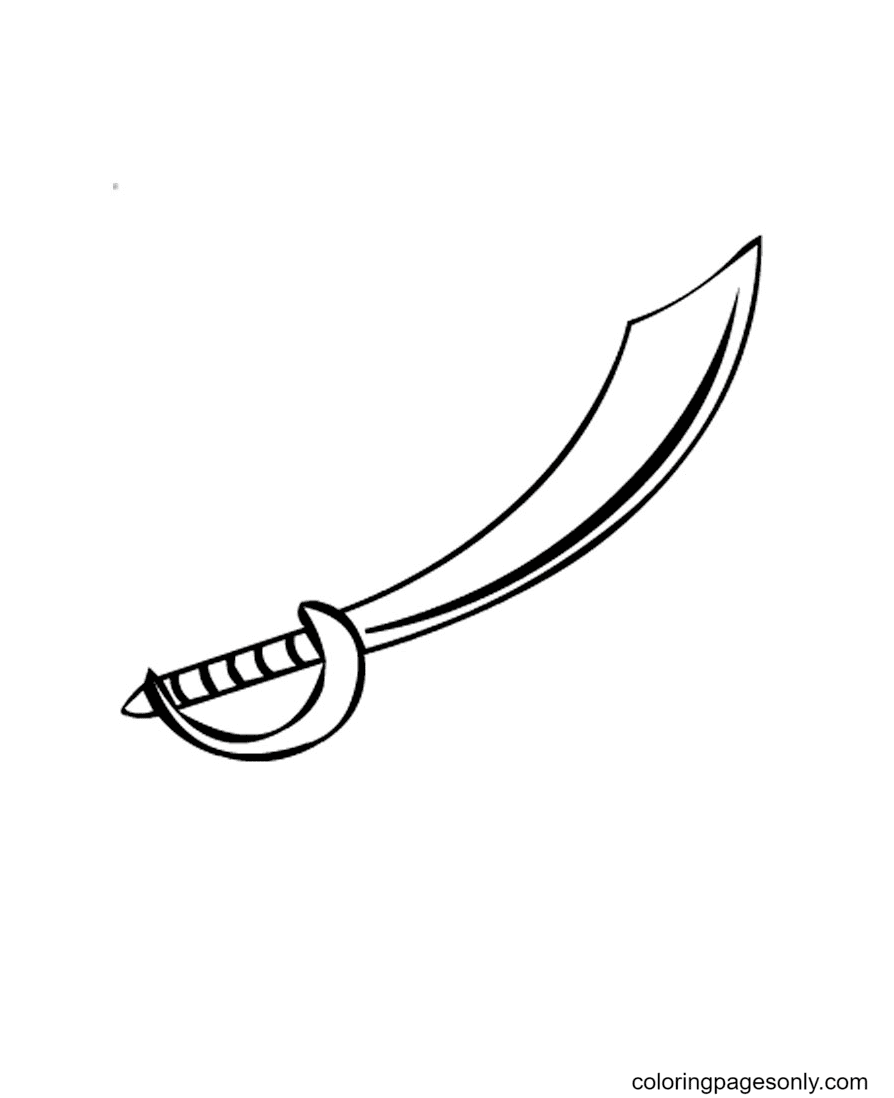Página para colorir de espada de lâmina curva